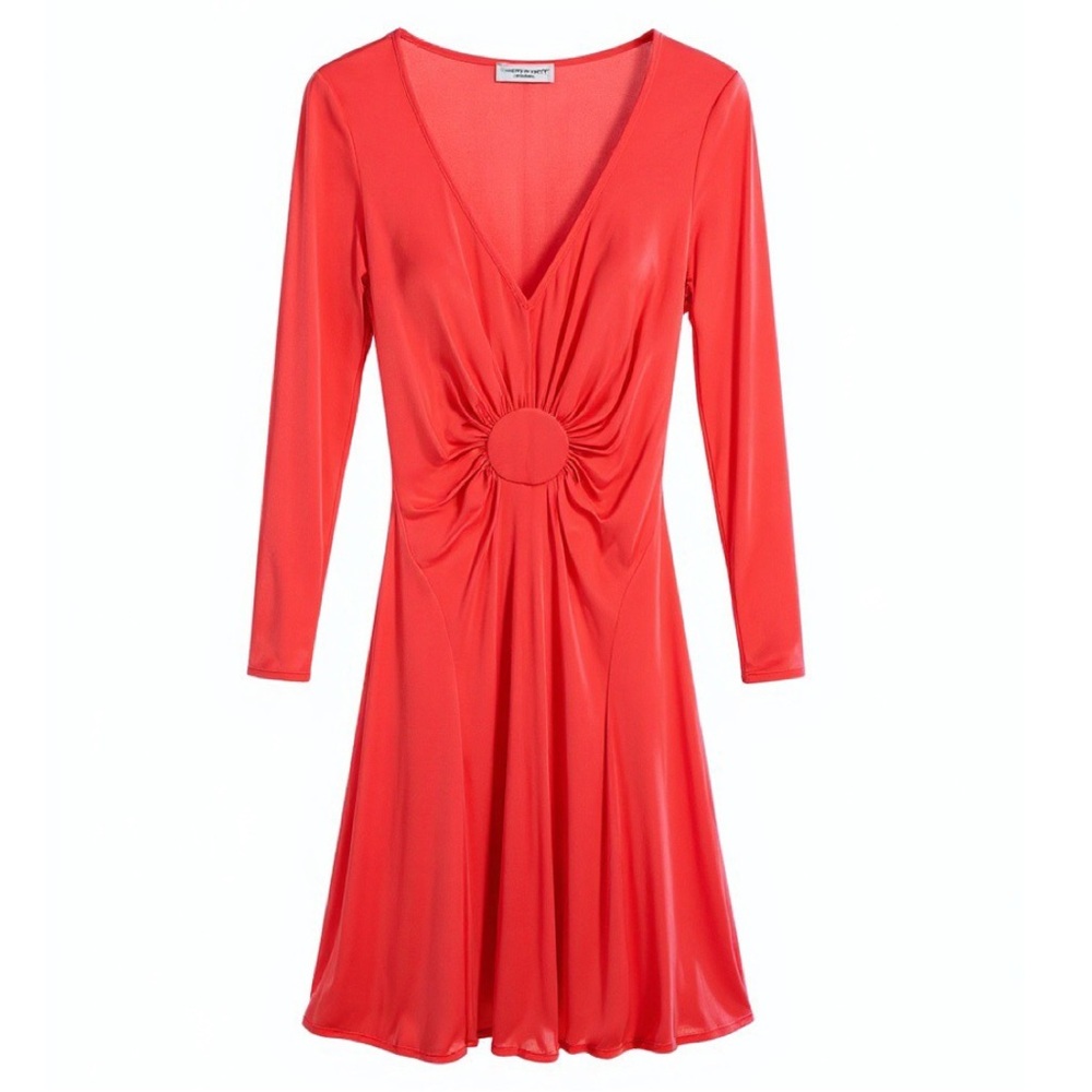 Julien Macdonald VINTAGE orange v-neck viscose cocktail dress NWT